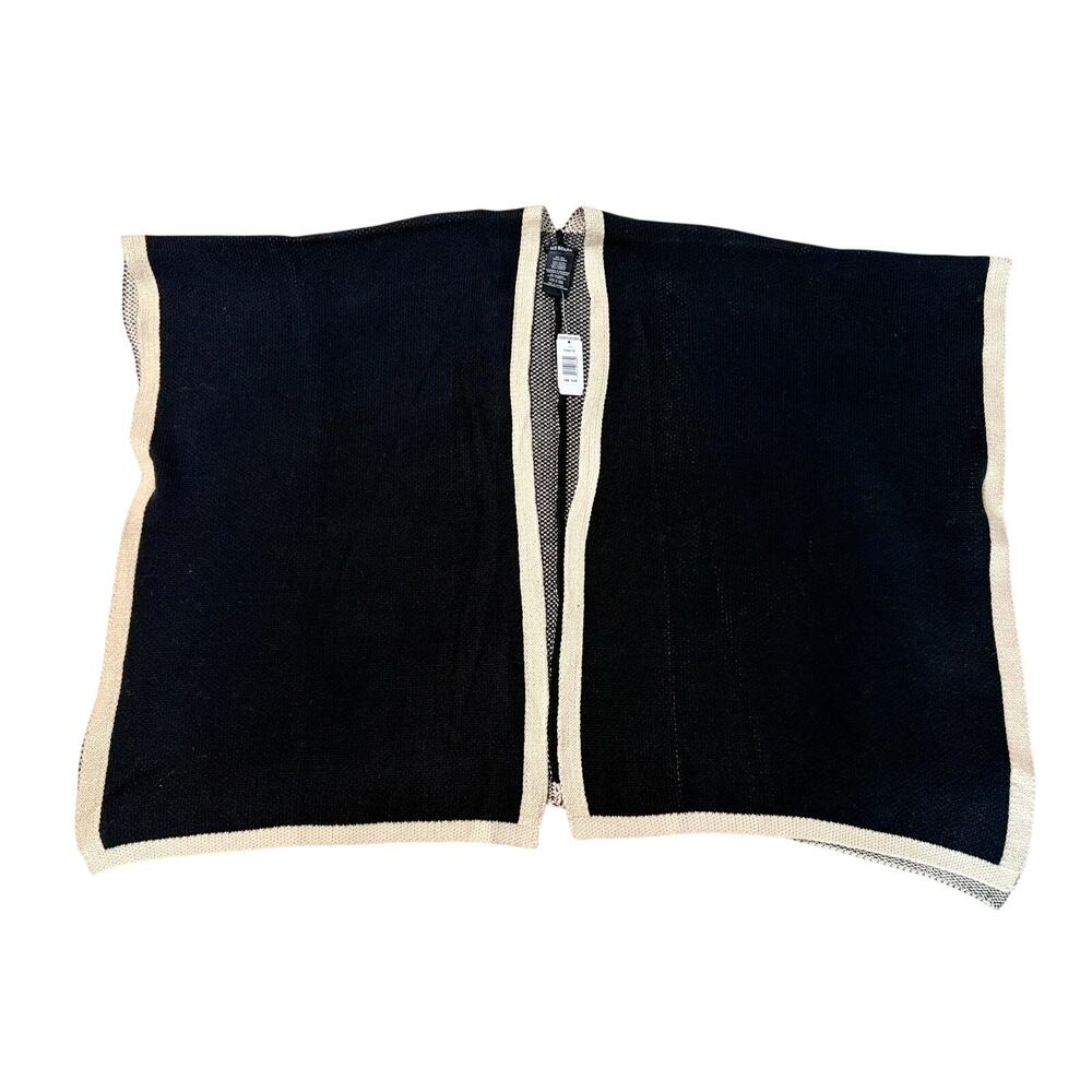 Ike Behar Knit Cape / Ruana Wrap – Black & Cream – One Size – Costco
